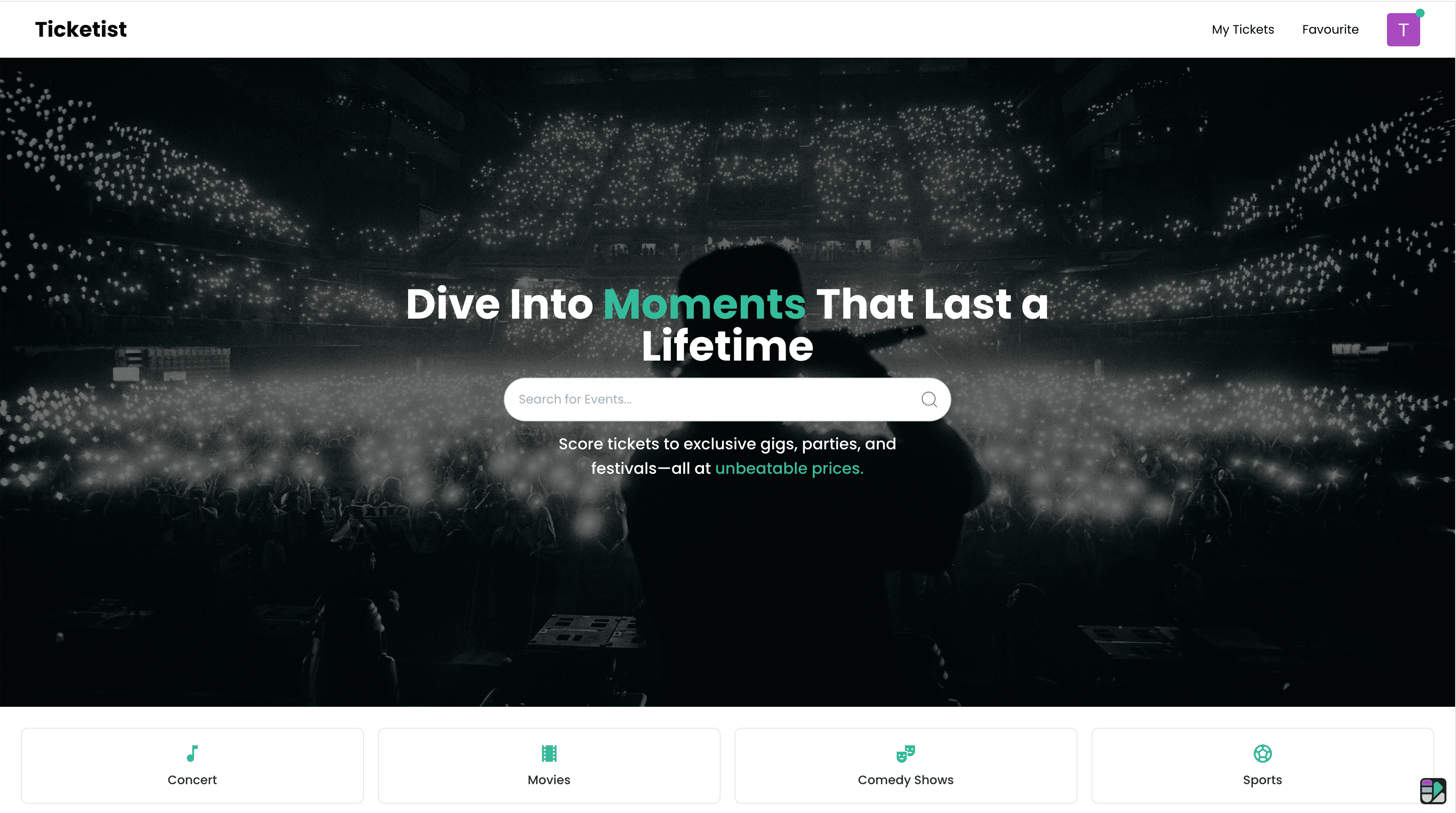 Ticketist homepage
